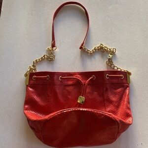 Cache Elegant Red Orange Women's Genuine Leather Handbag